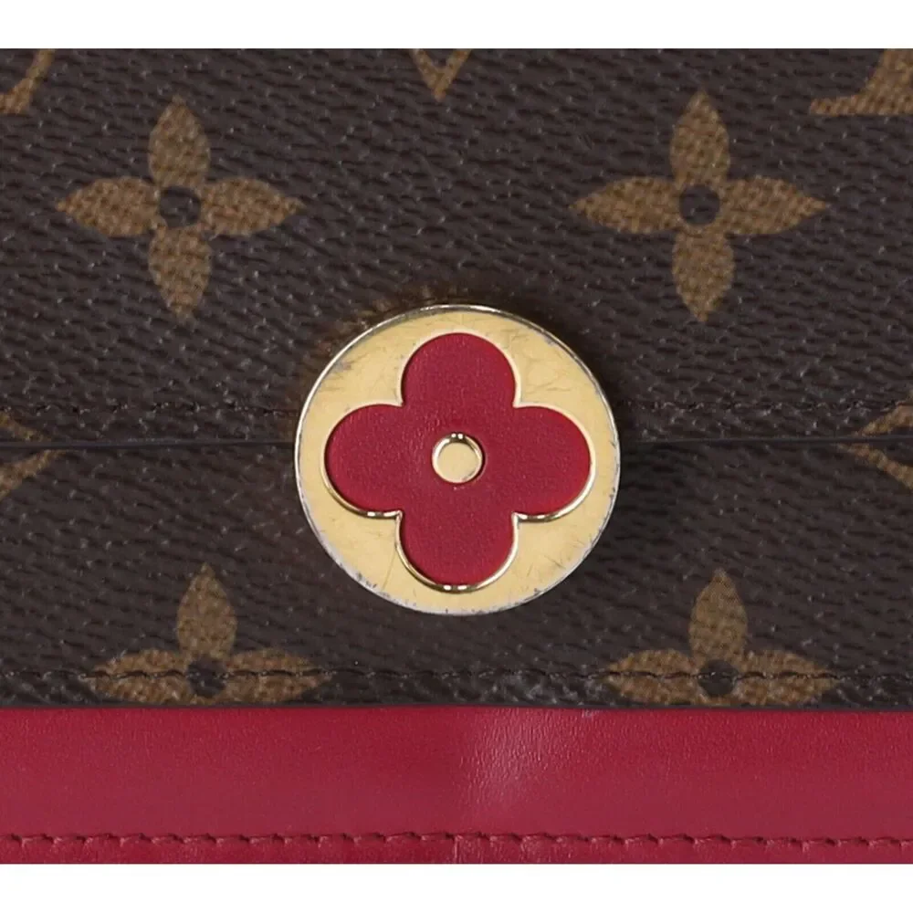 Louis Vuitton Portefeuille Flor M67404 Chain Wallet Crossbody Monogram Fuchsia - Picture 2 of 9